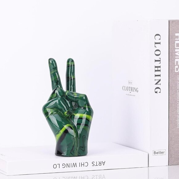 Emerald Green Home Décor Peace Symbol Statue for Living Room Bedroom Sign Décor - Picture 6 of 8